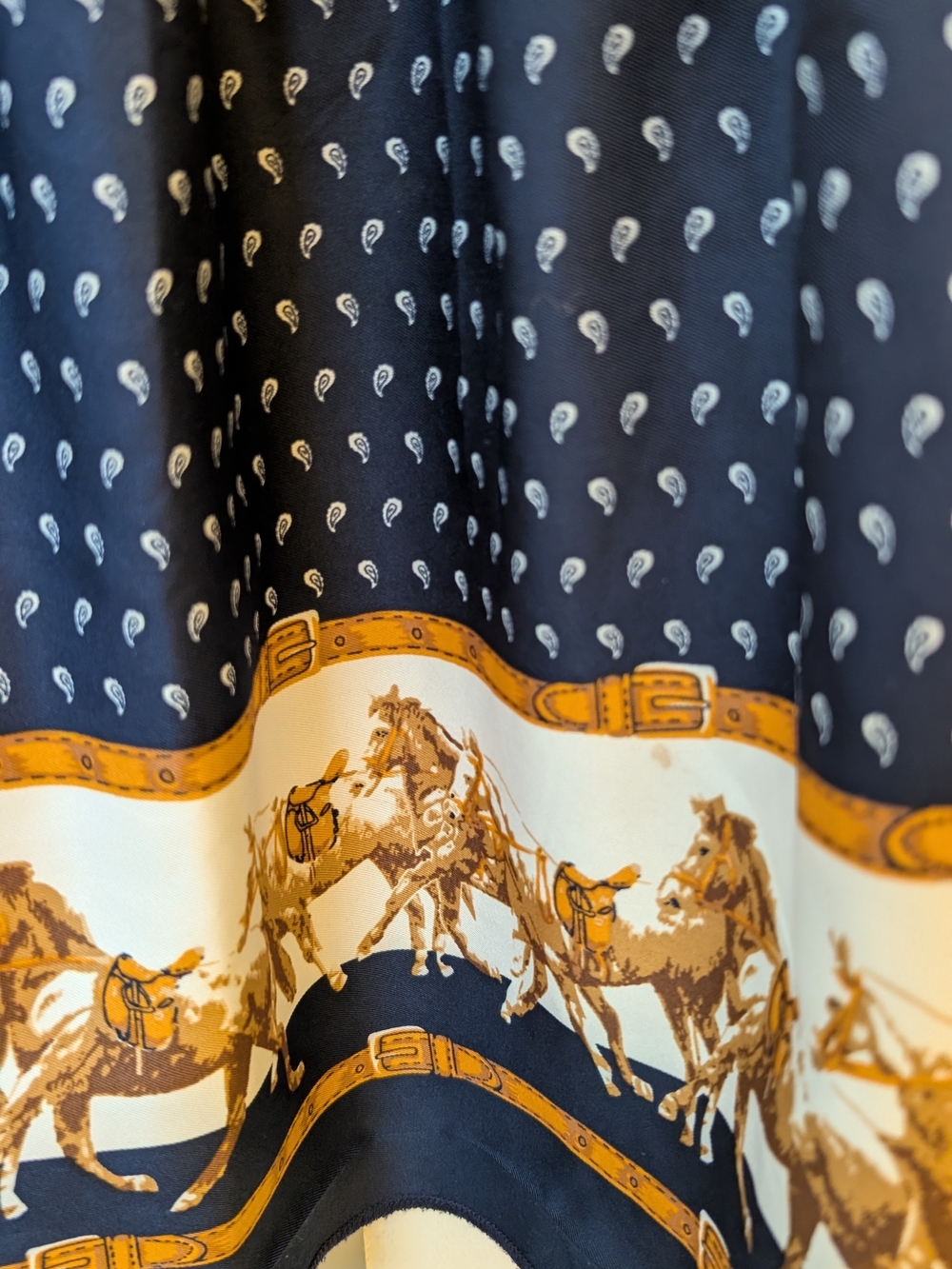 Janie & Jack Navy Gold and Cream Equestrian Print Dress